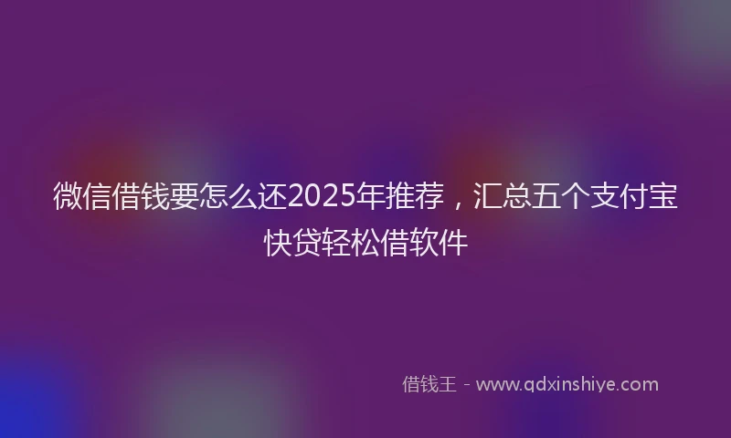 微信借钱要怎么还2025年推荐，汇总五个支付宝快贷轻松借软件