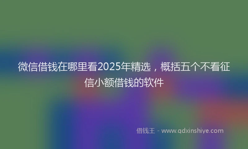 微信借钱在哪里看2025年精选，概括五个不看征信小额借钱的软件
