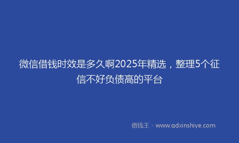 微信借钱时效是多久啊2025年精选，整理5个征信不好负债高的平台