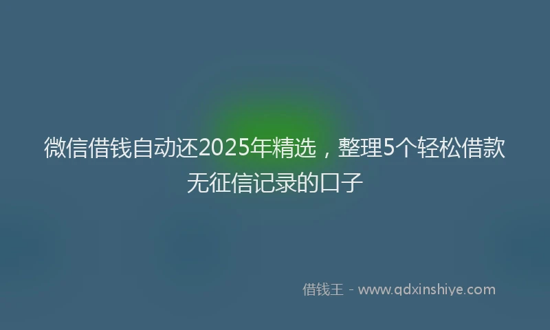 微信借钱自动还2025年精选，整理5个轻松借款无征信记录的口子