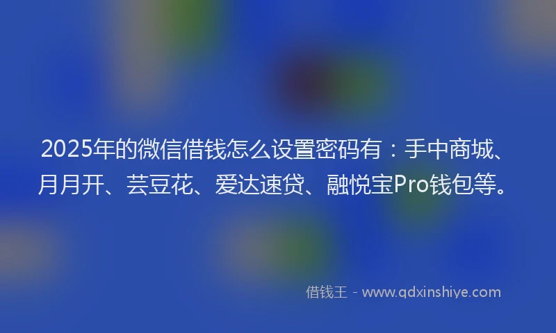 2025年的微信借钱怎么设置密码有：手中商城、月月开、芸豆花、爱达速贷、融悦宝Pro钱包等。