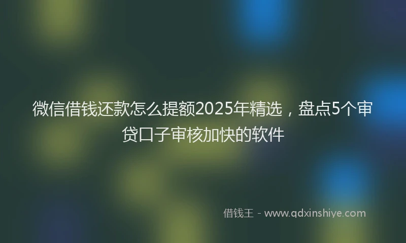微信借钱还款怎么提额2025年精选，盘点5个审贷口子审核加快的软件