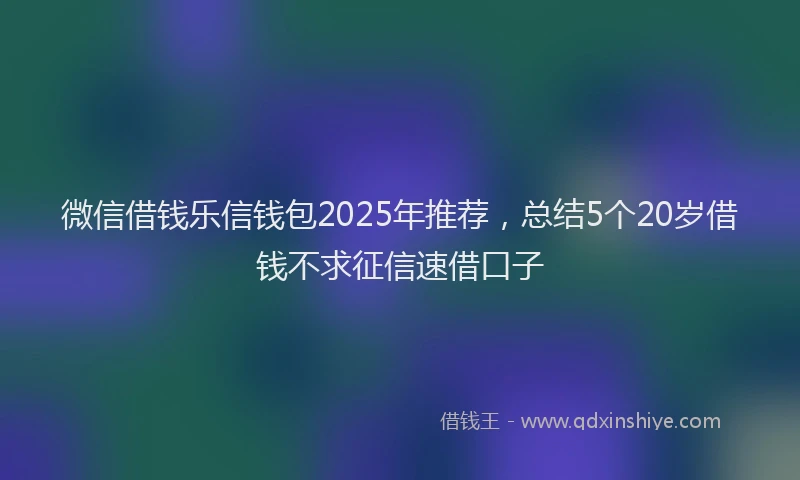 微信借钱乐信钱包2025年推荐，总结5个20岁借钱不求征信速借口子