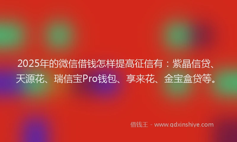 2025年的微信借钱怎样提高征信有：紫晶信贷、天源花、瑞信宝Pro钱包、享来花、金宝盒贷等。