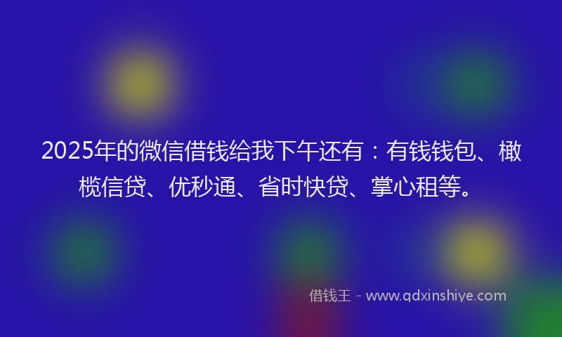 2025年的微信借钱给我下午还有：有钱钱包、橄榄信贷、优秒通、省时快贷、掌心租等。
