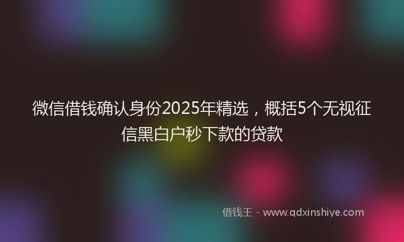 微信借钱确认身份2025年精选，概括5个无视征信黑白户秒下款的贷款