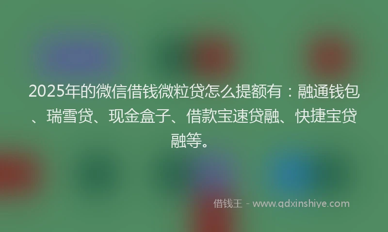 2025年的微信借钱微粒贷怎么提额有：融通钱包、瑞雪贷、现金盒子、借款宝速贷融、快捷宝贷融等。