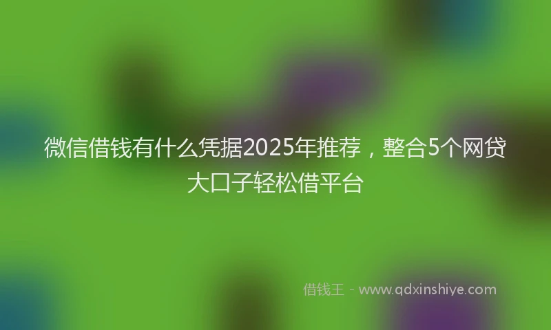 微信借钱有什么凭据2025年推荐，整合5个网贷大口子轻松借平台