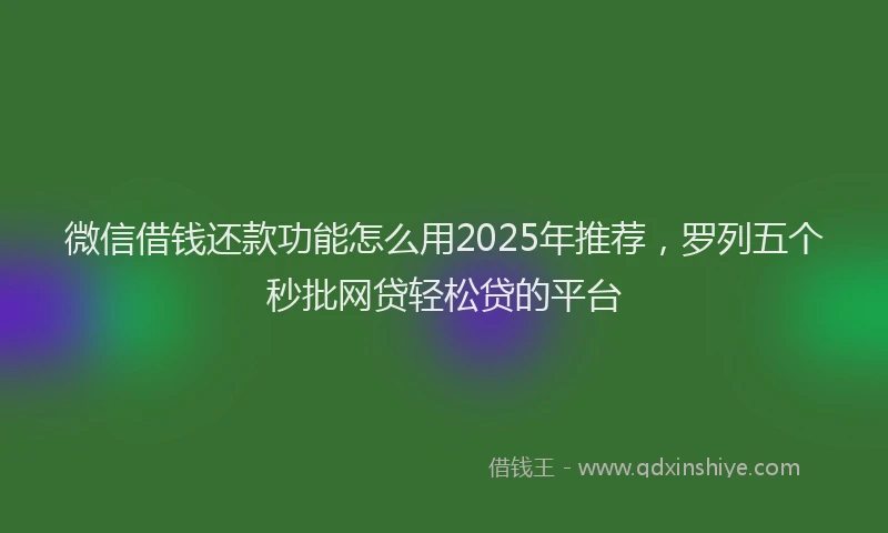微信借钱还款功能怎么用2025年推荐，罗列五个秒批网贷轻松贷的平台