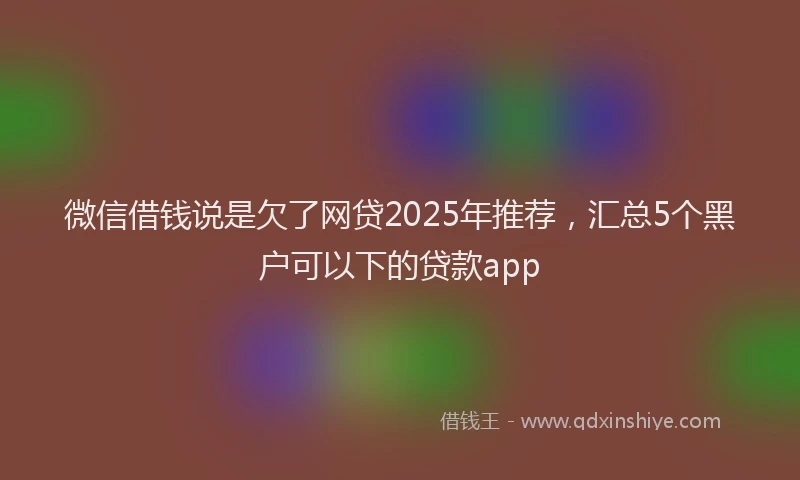 微信借钱说是欠了网贷2025年推荐，汇总5个黑户可以下的贷款app