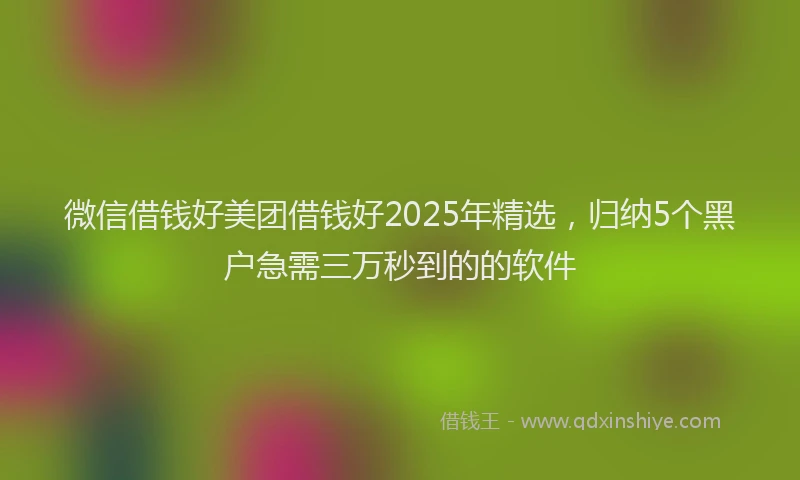 微信借钱好美团借钱好2025年精选，归纳5个黑户急需三万秒到的的软件