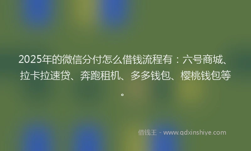 2025年的微信分付怎么借钱流程有：六号商城、拉卡拉速贷、奔跑租机、多多钱包、樱桃钱包等。