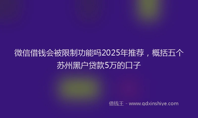微信借钱会被限制功能吗2025年推荐，概括五个苏州黑户贷款5万的口子