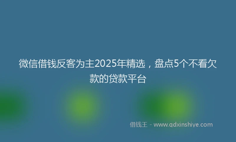 微信借钱反客为主2025年精选，盘点5个不看欠款的贷款平台
