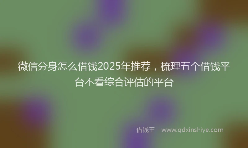 微信分身怎么借钱2025年推荐，梳理五个借钱平台不看综合评估的平台