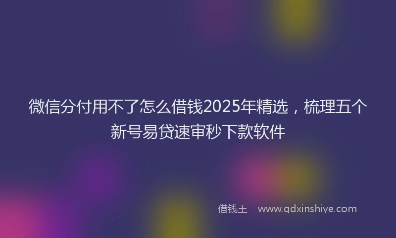 微信分付用不了怎么借钱2025年精选，梳理五个新号易贷速审秒下款软件