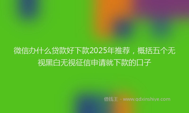 微信办什么贷款好下款2025年推荐，概括五个无视黑白无视征信申请就下款的口子