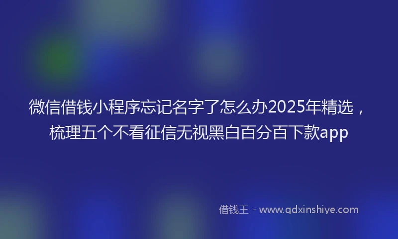 微信借钱小程序忘记名字了怎么办2025年精选，梳理五个不看征信无视黑白百分百下款app