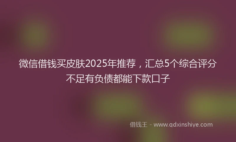 微信借钱买皮肤2025年推荐，汇总5个综合评分不足有负债都能下款口子