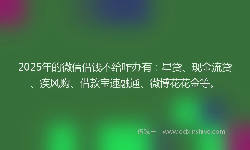 2025年的微信借钱不给咋办有：星贷、现金流贷、疾风购、借款宝速融通、微博花花金等。