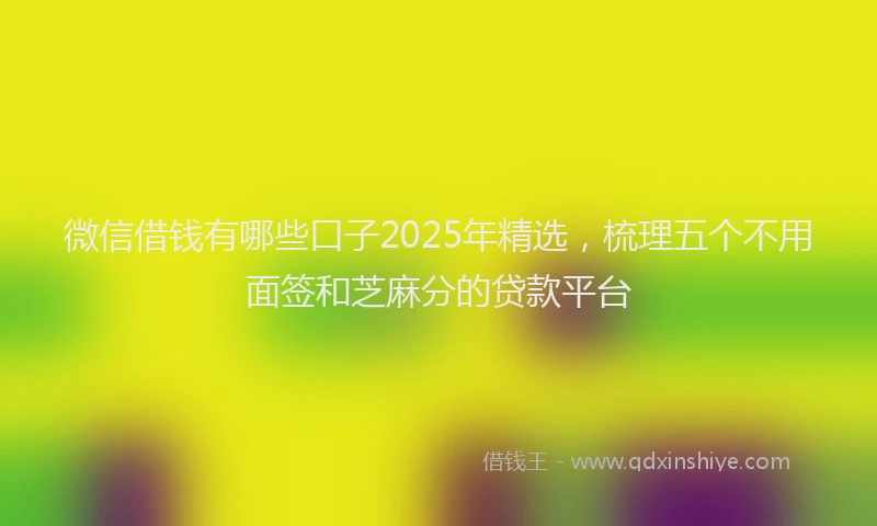 微信借钱有哪些口子2025年精选，梳理五个不用面签和芝麻分的贷款平台