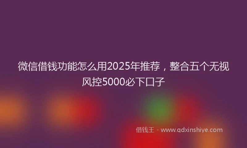 微信借钱功能怎么用2025年推荐，整合五个无视风控5000必下口子