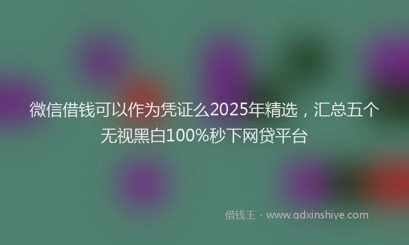 微信借钱可以作为凭证么2025年精选，汇总五个无视黑白100%秒下网贷平台