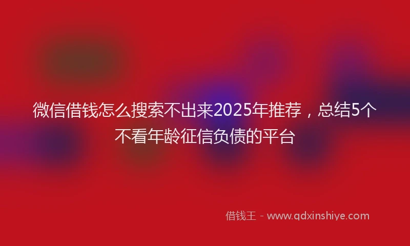 微信借钱怎么搜索不出来2025年推荐，总结5个不看年龄征信负债的平台