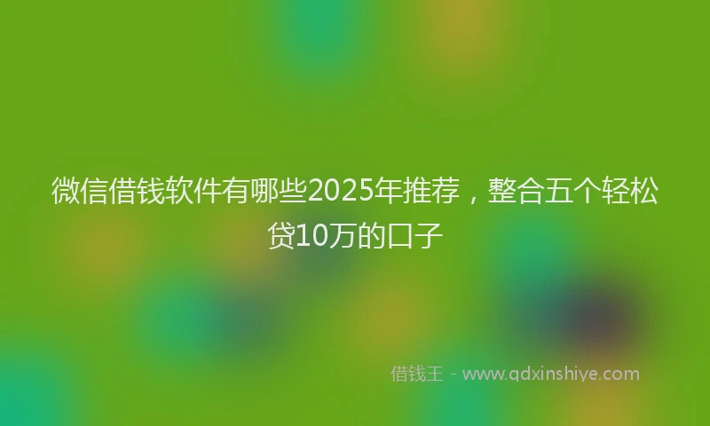 微信借钱软件有哪些2025年推荐，整合五个轻松贷10万的口子