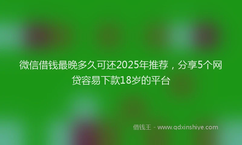 微信借钱最晚多久可还2025年推荐，分享5个网贷容易下款18岁的平台