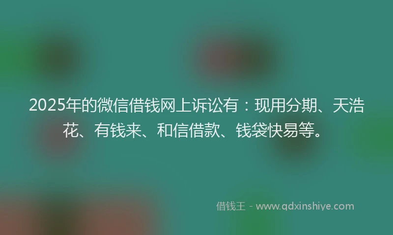2025年的微信借钱网上诉讼有：现用分期、天浩花、有钱来、和信借款、钱袋快易等。