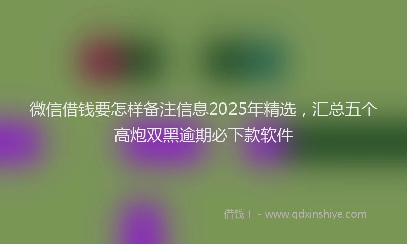 微信借钱要怎样备注信息2025年精选，汇总五个高炮双黑逾期必下款软件