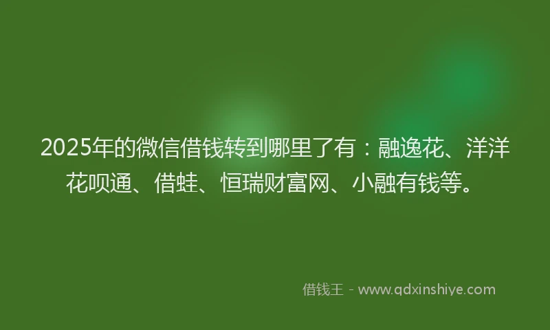 2025年的微信借钱转到哪里了有：融逸花、洋洋花呗通、借蛙、恒瑞财富网、小融有钱等。
