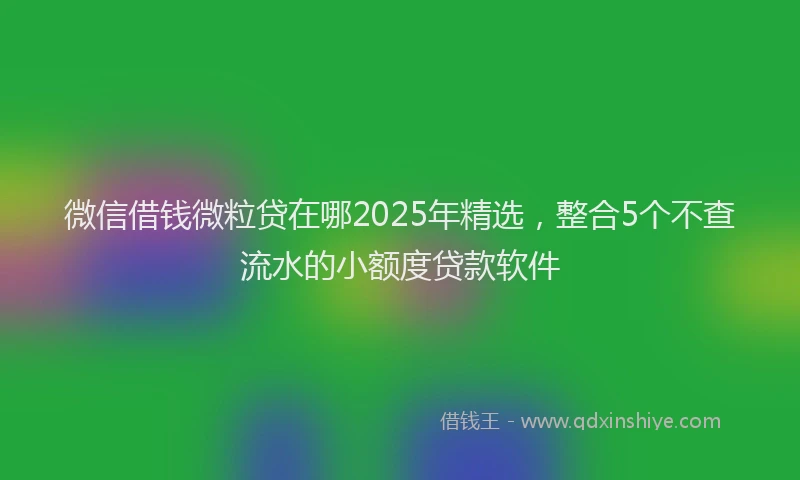 微信借钱微粒贷在哪2025年精选，整合5个不查流水的小额度贷款软件