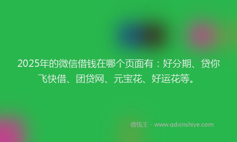 2025年的微信借钱在哪个页面有：好分期、贷你飞快借、团贷网、元宝花、好运花等。