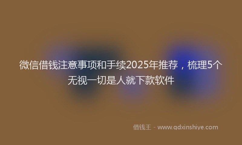 微信借钱注意事项和手续2025年推荐，梳理5个无视一切是人就下款软件