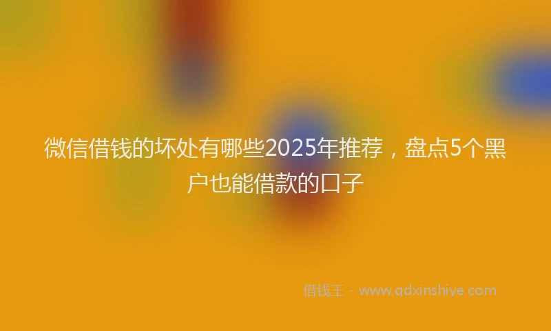 微信借钱的坏处有哪些2025年推荐，盘点5个黑户也能借款的口子