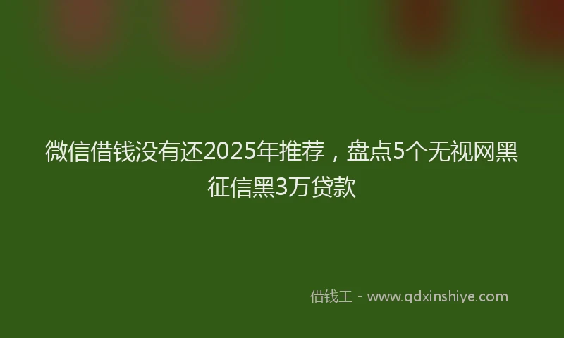 微信借钱没有还2025年推荐，盘点5个无视网黑征信黑3万贷款