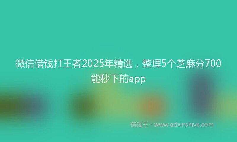 微信借钱打王者2025年精选，整理5个芝麻分700能秒下的app