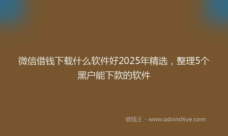 微信借钱下载什么软件好2025年精选，整理5个黑户能下款的软件
