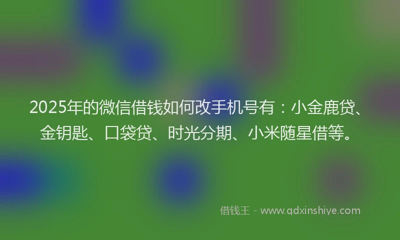 2025年的微信借钱如何改手机号有：小金鹿贷、金钥匙、口袋贷、时光分期、小米随星借等。
