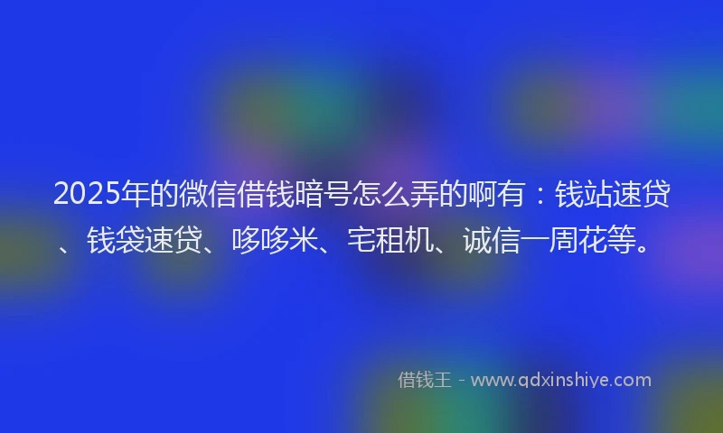 2025年的微信借钱暗号怎么弄的啊有：钱站速贷、钱袋速贷、哆哆米、宅租机、诚信一周花等。