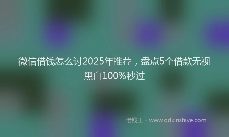微信借钱怎么讨2025年推荐，盘点5个借款无视黑白100%秒过