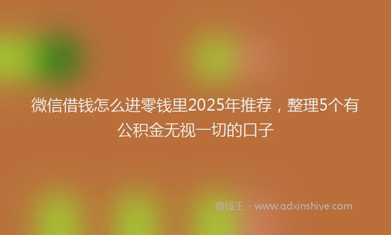 微信借钱怎么进零钱里2025年推荐，整理5个有公积金无视一切的口子