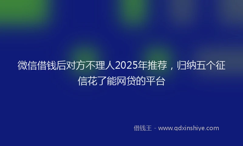 微信借钱后对方不理人2025年推荐，归纳五个征信花了能网贷的平台