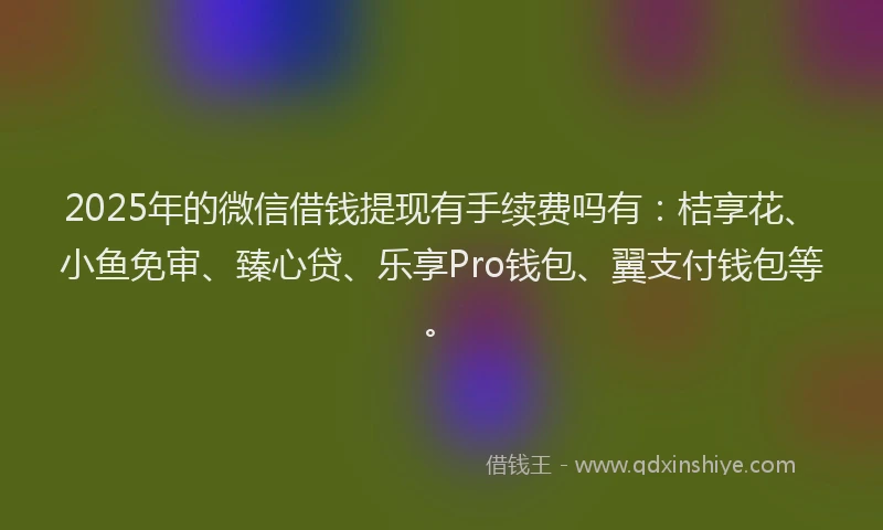 2025年的微信借钱提现有手续费吗有：桔享花、小鱼免审、臻心贷、乐享Pro钱包、翼支付钱包等。