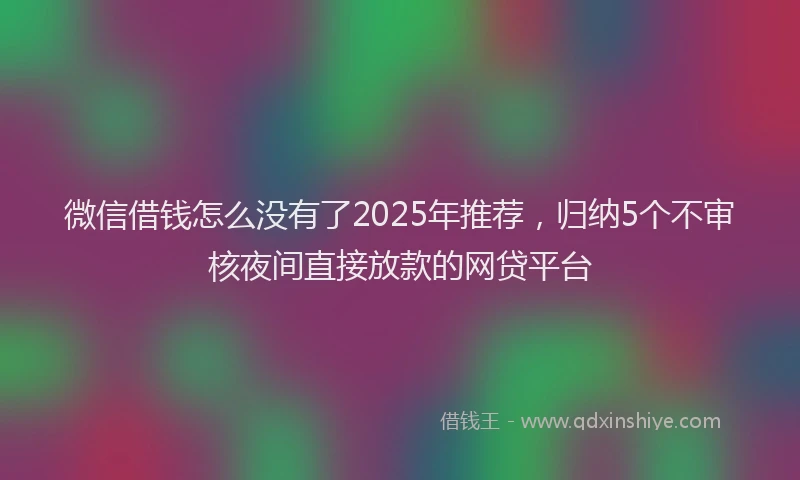 微信借钱怎么没有了2025年推荐，归纳5个不审核夜间直接放款的网贷平台