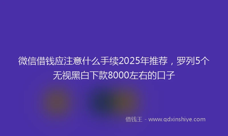 微信借钱应注意什么手续2025年推荐，罗列5个无视黑白下款8000左右的口子