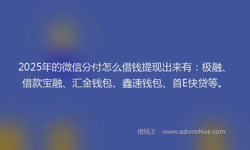 2025年的微信分付怎么借钱提现出来有：极融、借款宝融、汇金钱包、鑫速钱包、首E快贷等。