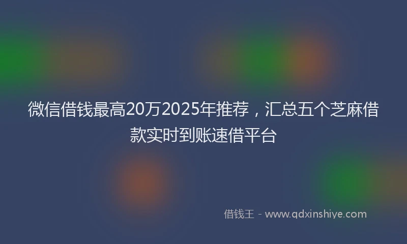 微信借钱最高20万2025年推荐，汇总五个芝麻借款实时到账速借平台
